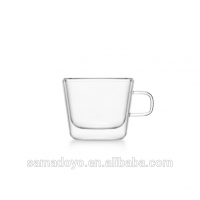 Double wall glass coffee cup with handle